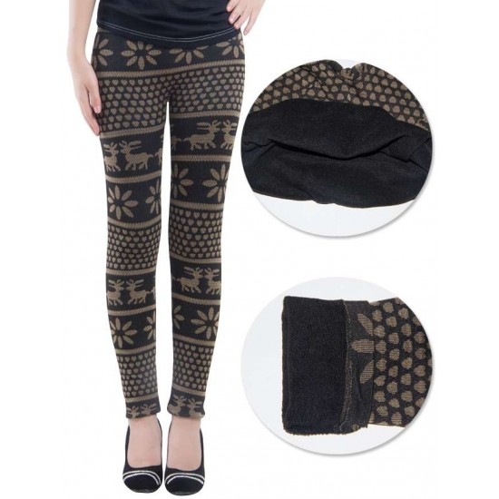 Ladies Winter Deer Snowflakes Leggings