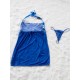 Blue Lace Top Halter Plus Size Babydoll