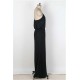 Black Gold Chain Halter Maxi Dress with T Back