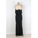 Black Gold Chain Halter Maxi Dress with T Back