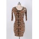 Sexy Backless Half Sleeve Leopard Bodycon Dress