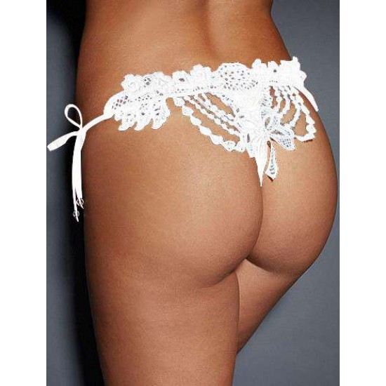 Beaded Embroidered & White Lady Plus Size Panty