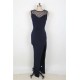 Elegant Purplish Blue Side Lace Detail Maxi Dress