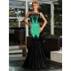 Sequins Appliqués Evening Dress with Mermaid Hem