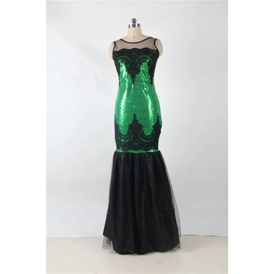 Sequins Appliqués Evening Dress with Mermaid Hem