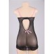 Plus Size Black Round Back Babydoll With G-String