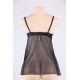 Black Plus Size Transparent Babydoll With Leather Bra  