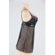 Black Plus Size Transparent Babydoll With Leather Bra  