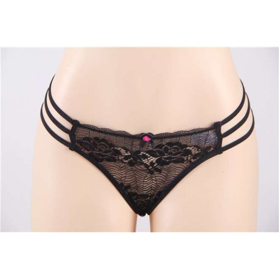 Naughty Black Lace Strapy Plus Size Panty