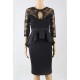 Plus Size Three Quarters Sleeve Embroidery Black Peplum Dress