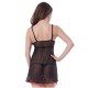 Mesh Black Transparent Babydoll With Red Ribbon