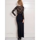 Black Lace Long Sleeve Evening Dress