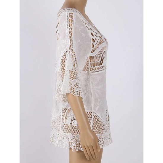 Hot Sexy White Crochet Lace Beachwear