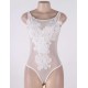 White Floral Embroidered Sheer Mesh Teddy