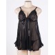 Black Plus Size Floral Bra Transparent Babydoll