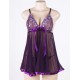 Transparent Purple Plus Size Floral Bra Babydoll 