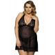 Black Lace Top Plus Size Open Back Babydoll