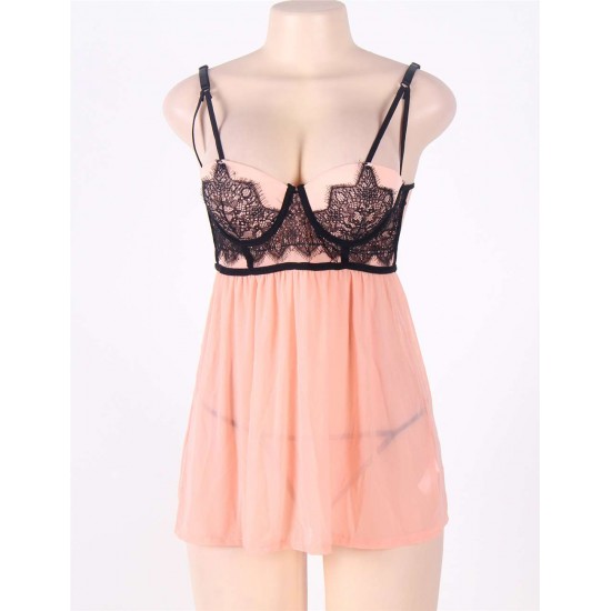 Camisole Lace Embroidered Cup Babydoll