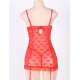 Red Halter Heart Jacquard Mesh Garter Lingerie