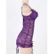 Purple Obsessive Garter Slip Mesh Babydoll