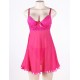 Pink Plus Size Lace Top Babydoll Dress