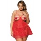 Red Open Cup Plus Size Babydoll With Adjustable Strap