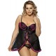 Purple 2 Front Keyholes Apron Plus Size Babydoll