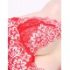 Red Halter Floral Plus Size Babydoll With G-String