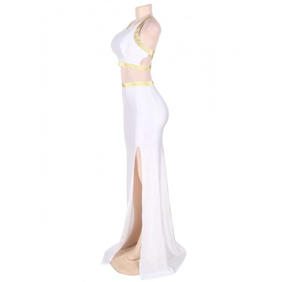 White Separate Golden Edge Dress