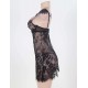 Black Sheer Floral Lace Babydoll Set