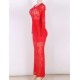 Beaming Red Lace Long Sleeve Croch Dress