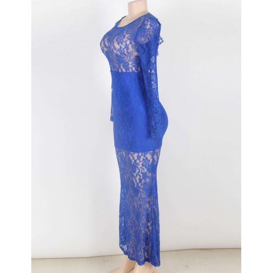 Blue Exquisite Lace Sheer Maxiskit