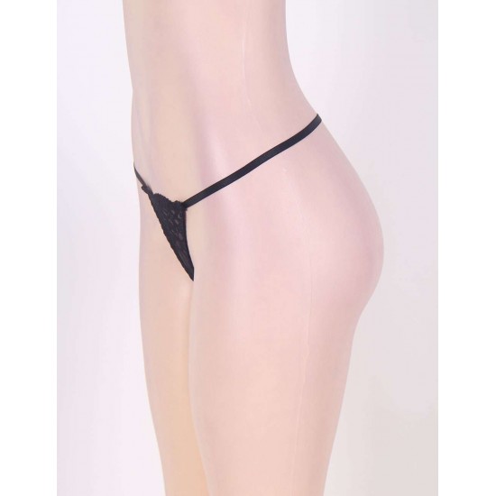 Plus Size Black Open G-string