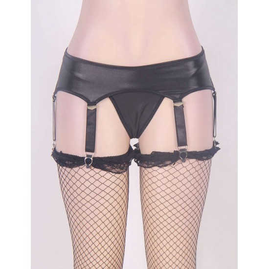 Plus Size Black Garter Panty