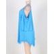 Blue Plus Size Hollow Shoulder Nightdress