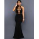 Black Transparent Mesh Applique Maxi