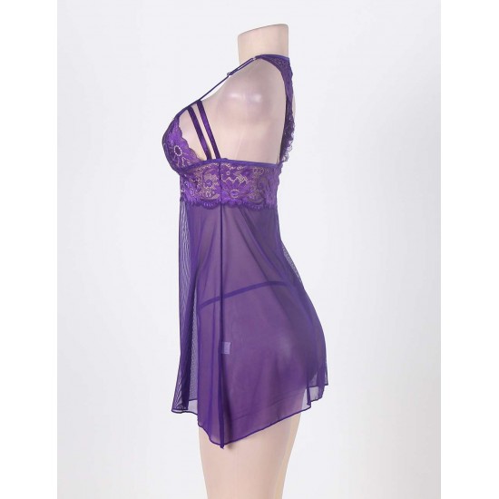 Seduce Midnight Purple Springtime Babydoll Set