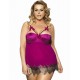 Purple Eyelash Plus Size Half Cup Babydoll 