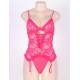 Plus Size Rosy Open Back Lace Teddy