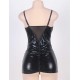 Black Open Cup Leather Plus Size Babydoll