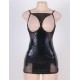 Black Open Cup Leather Plus Size Babydoll