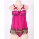 Purple Eyelash Plus Size Half Cup Babydoll 