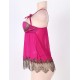 Purple Eyelash Plus Size Half Cup Babydoll 