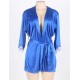 Blue Plus Size Silky Babydoll With Waist Belt