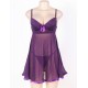 Purple Transparent Lace Top Plus Size Babydoll