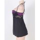 Purple Microfiber Lace Stitching Halter Babydoll