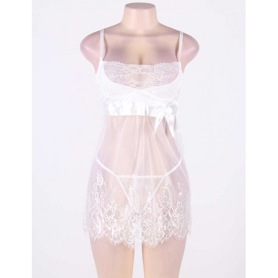 Strappy Sheer Mesh Laced Babydoll