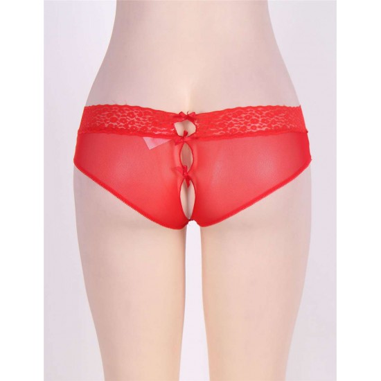 Sexy Holiday Peek A Boo Back Mesh Crotchless Valentines Panty