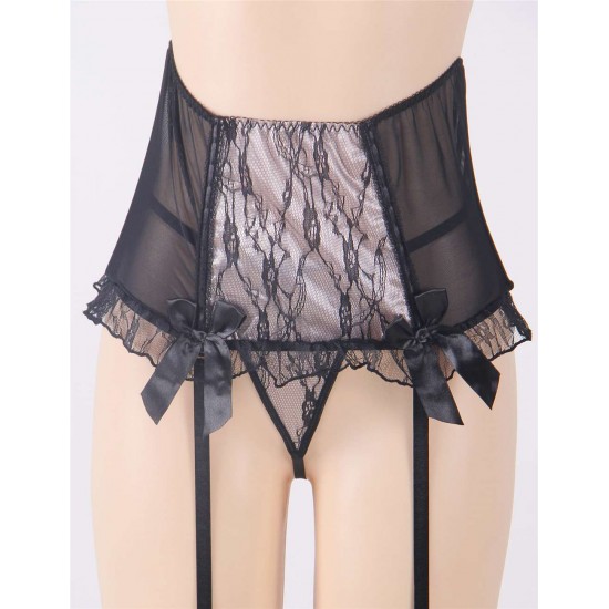 Floral Lace High Waist Garter Belt