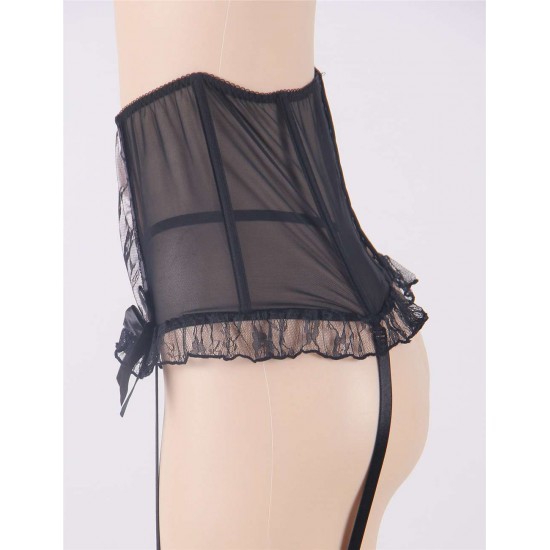 Floral Lace High Waist Garter Belt